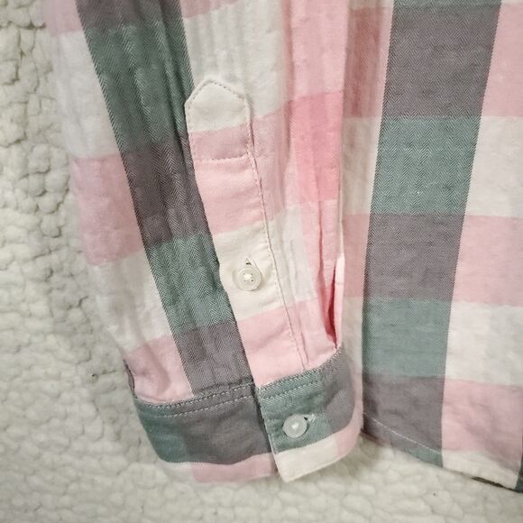 Lucky Brand Top Womens Sz S Pink Plaid Flannel Button Up Long Sleeve Soft Cotton - Picture 10 of 16